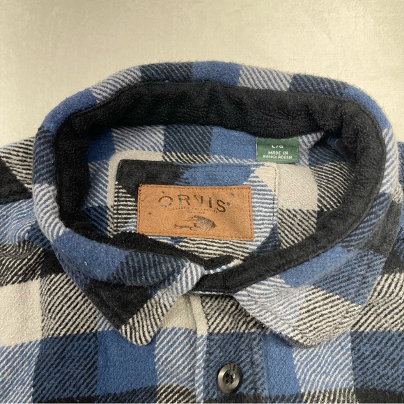 Orvis Men’s Flannel Shirt Jacket Shacket Blue Gray Button Up Lumberjack  Size L - Picture 3 of 8